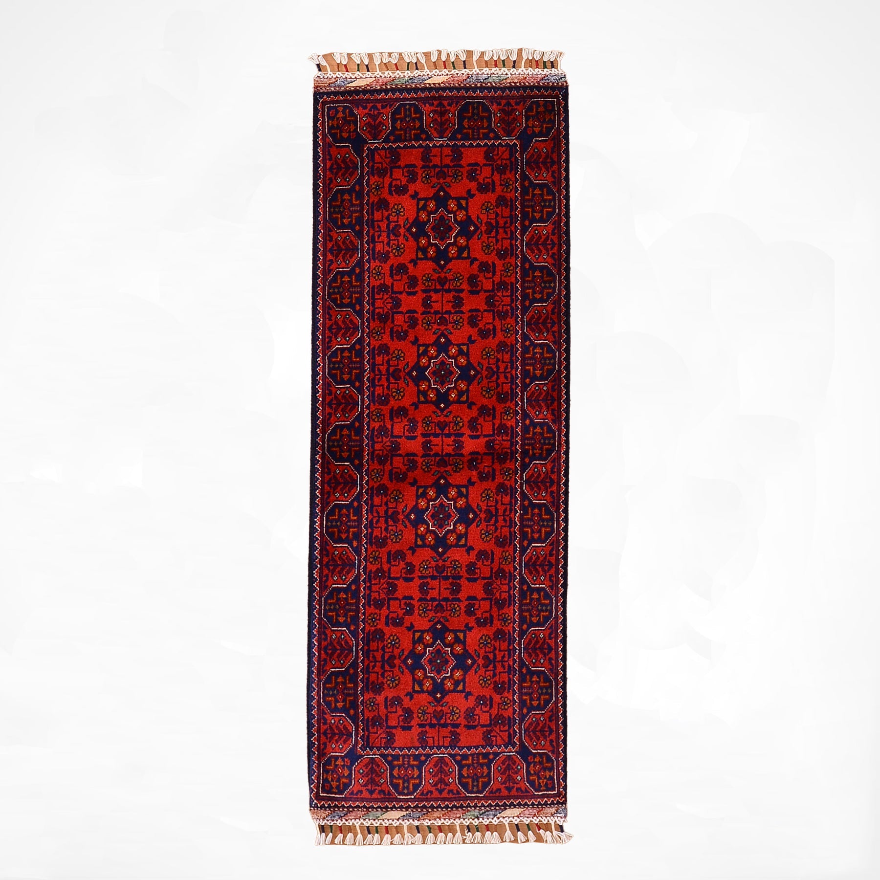 Afghan Hamyap Handmade Red Wool Runner Rug – 2x5 ft Vegetable Dyed