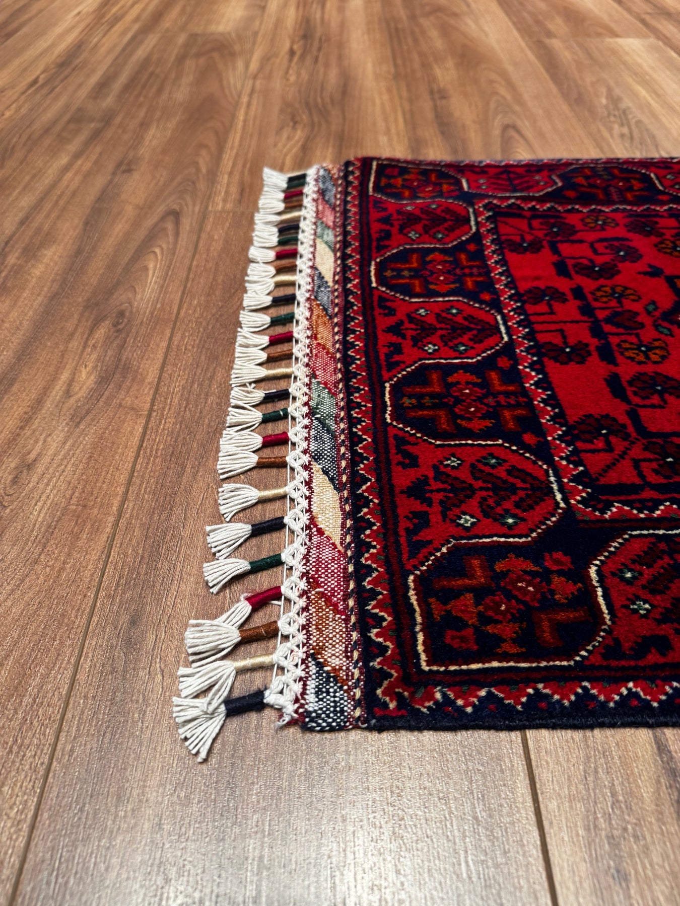 Afghan Hamyap Handmade Red Wool Runner Rug – 2x5 ft Vegetable Dyed